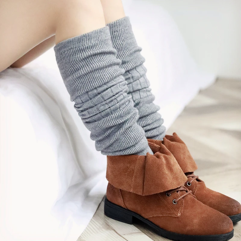 Autumn And Winter Thickened Warm Wool Hosiery Cover Cold Proof Knee Protection Foot Cover Lengthened Over Knee Stockings Knitted