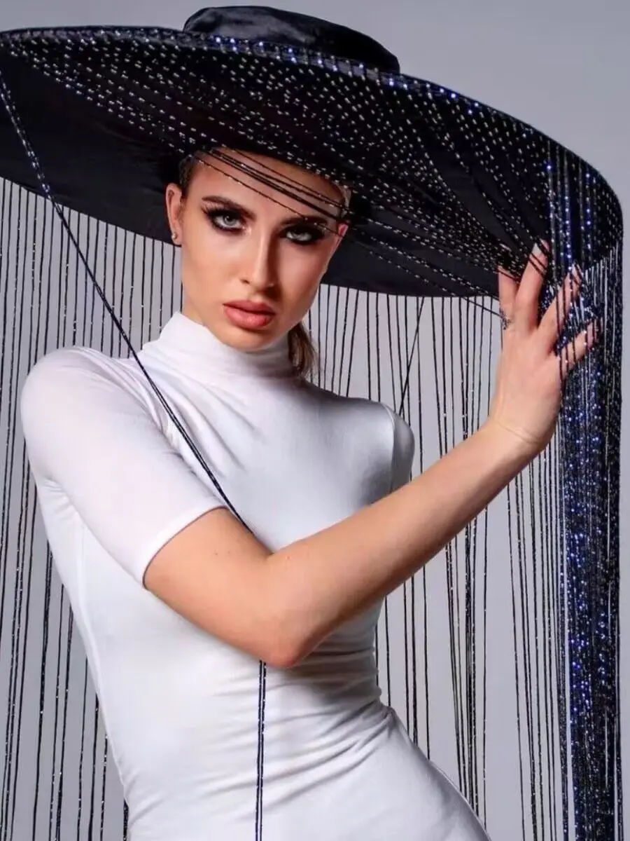 Новая Большая шляпа для шоу роскошный женский певец сценический костюм танцор