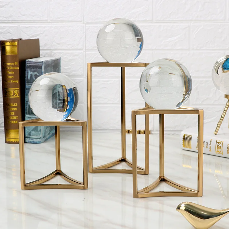 

European Post-modern Exquisite Crystal Ball with Yellow Bronze Hardware Decoration Model Room Study Decoration