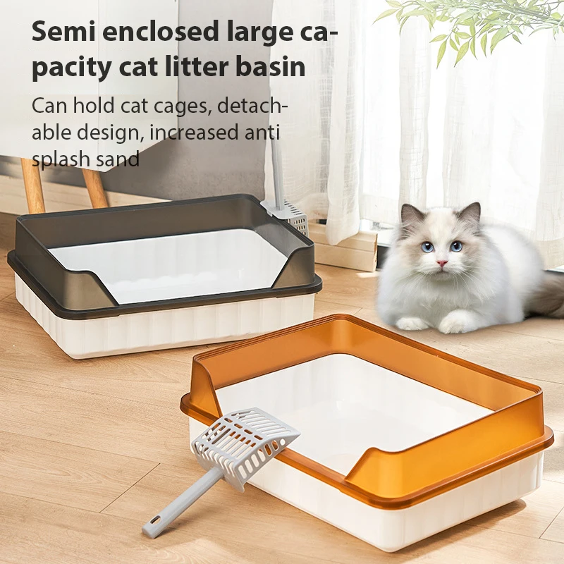 Cat Litter Box Big Space Toilet Prevent Splash Tray Litter C