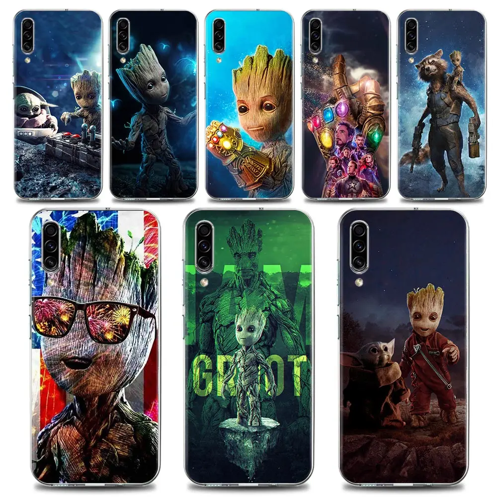 

Clear Soft TPU Silicone Case For Samsung Galaxy Note 20 Ultra 5G 8 9 10 Lite Plus A50 A70 A20 A01 Cover Marvel Hero Groot