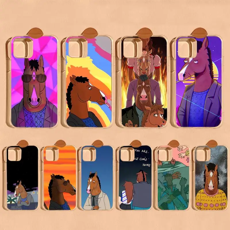 

MINISO Cartoon B-boJack H-Horsemans Phone Case For iPhone 14 13 12 Mini 11 Pro XS Max X XR SE 6 7 8 Plus Soft Silicone Cover