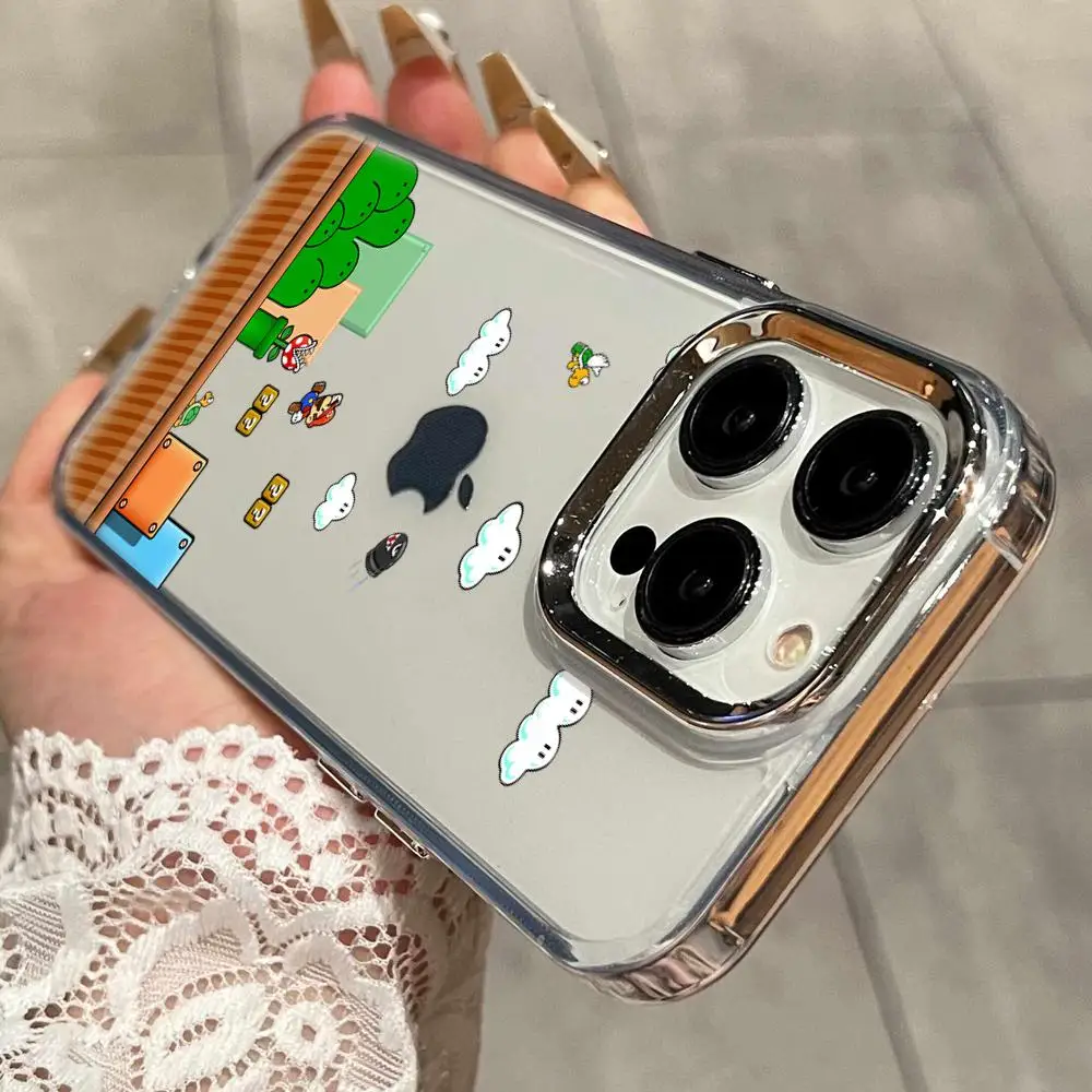Фото Прозрачный чехол Super M-Marios B-Bros с гальваническим покрытием для iPhone 17 Air, 16 E, 15, 14 Plus, 13, 12 Mini, 11 Pro HYBXAXC №3