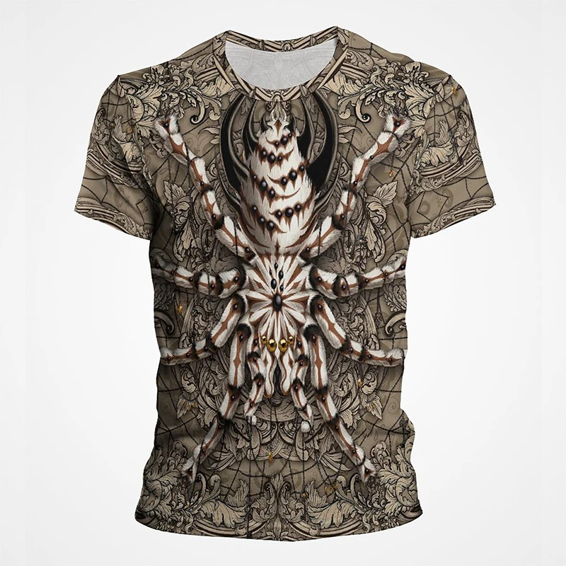 

Cool Design Spiders T Shirt Men Abstract Pattern Spider 3D Print Tee Funny Men's T-shirt Summer Streetwear Tops Goth Clothes