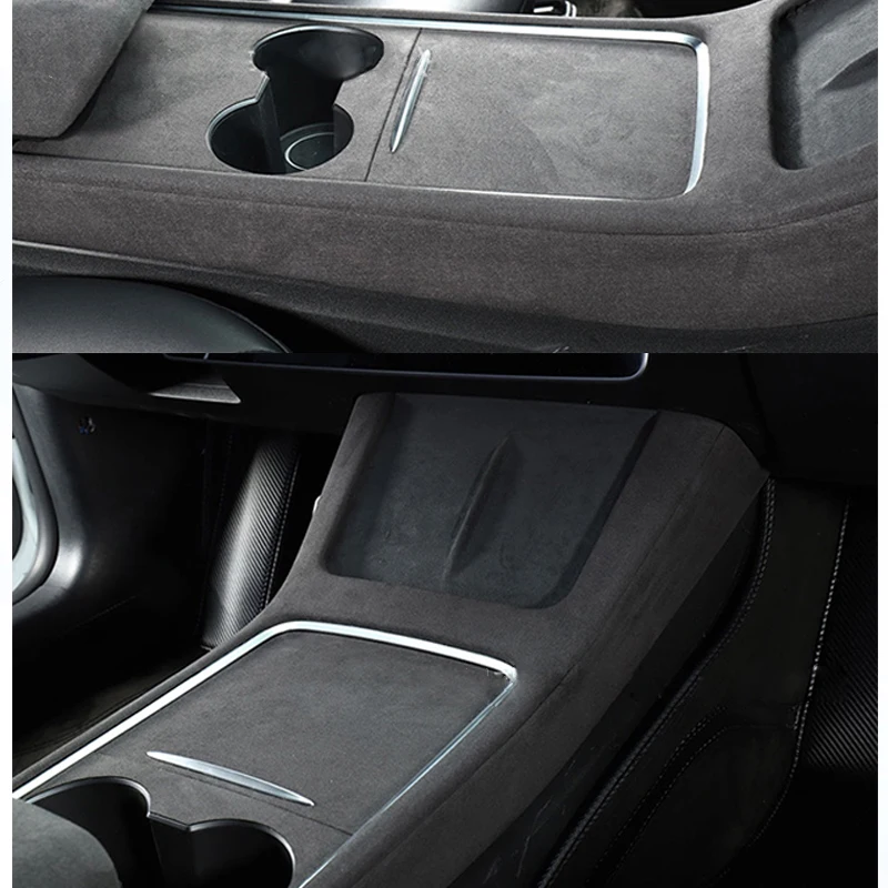 Center Console Wrap Kit For Tesla Model 3/Y 2021-2022 Mid-Console Face-Lift Patch Trims-Charge Board/Sides & Armrest Cover