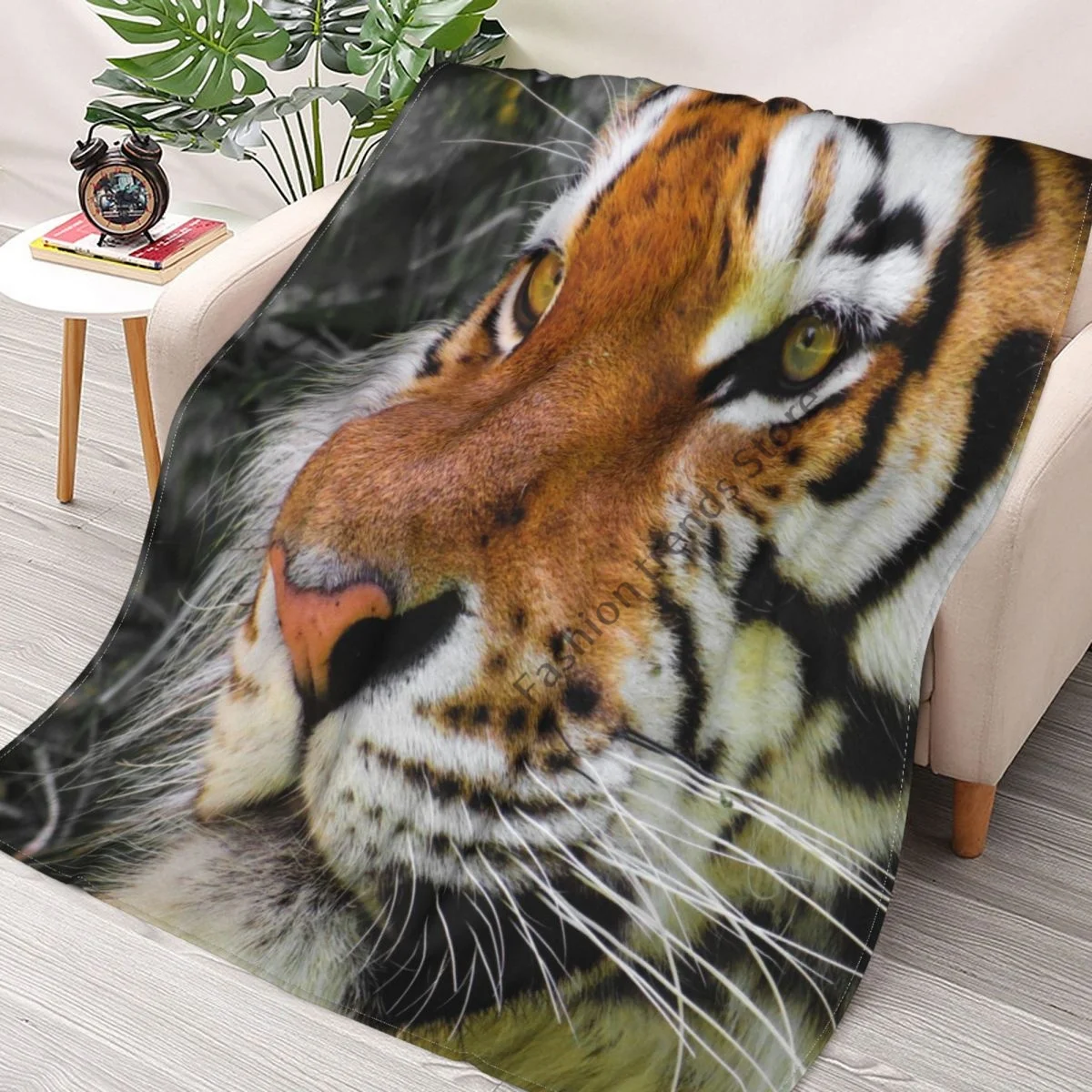 

Bengal Tiger Blanket Fleece Textile Decor Wild Feline Portable Soft Throw Blanket for Sofa Bedroom Quilt