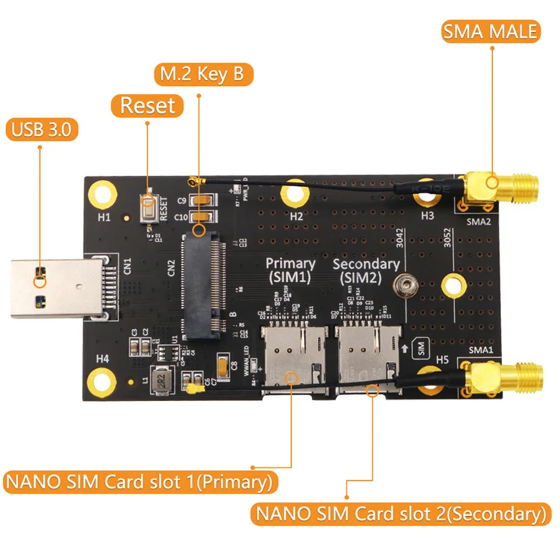 Плата адаптера NGFF M.2 — USB 3.0 4G Антенна для модема Quectel LTE Cat16 EM160R-GL EM12-G EM06-E EM06-A EM120R-GL