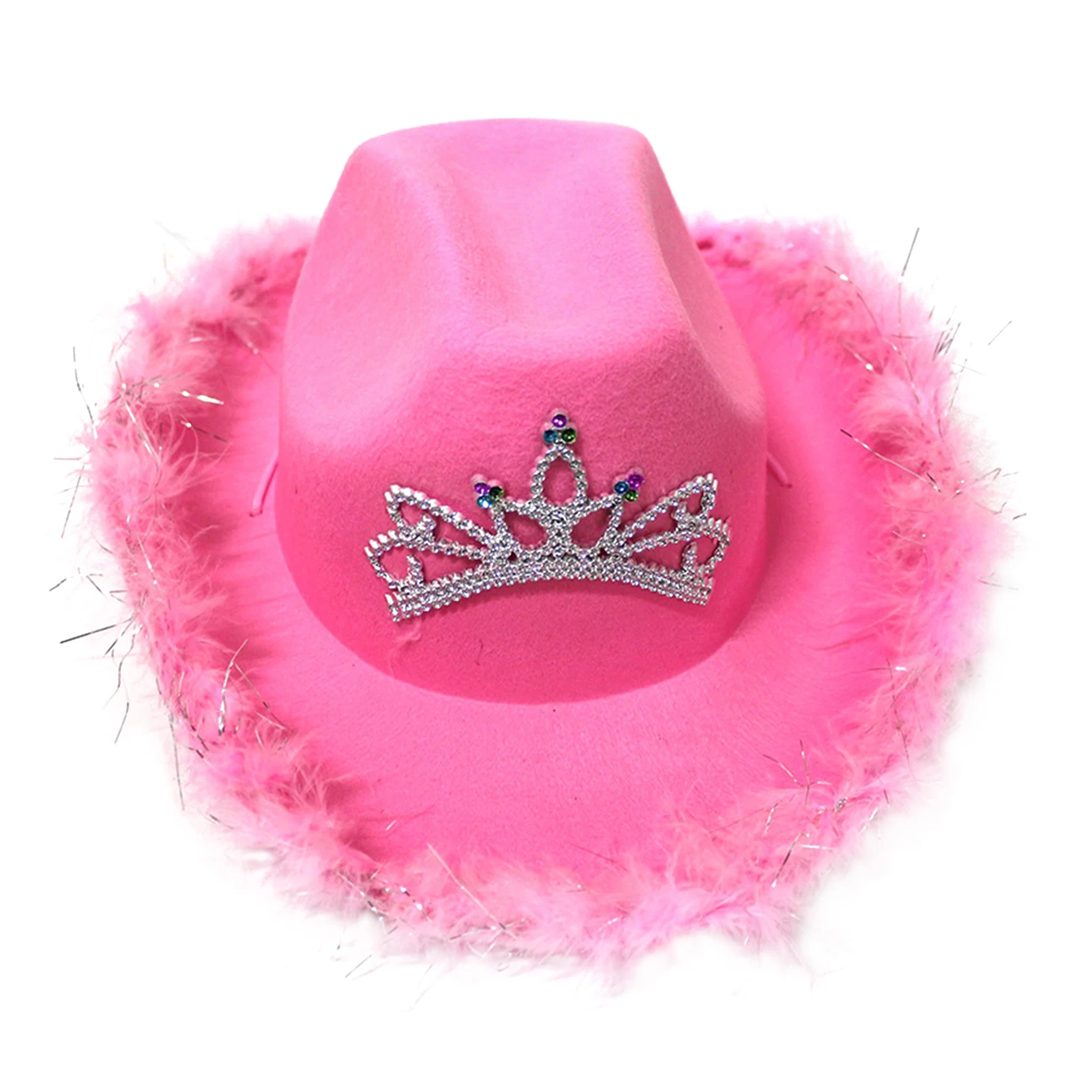 

Women Girl Western Style Holiday Party Solid Costume Cowgirl Hat Festival Masquerade Cosplay Stage Performance Crown Inlaid Felt