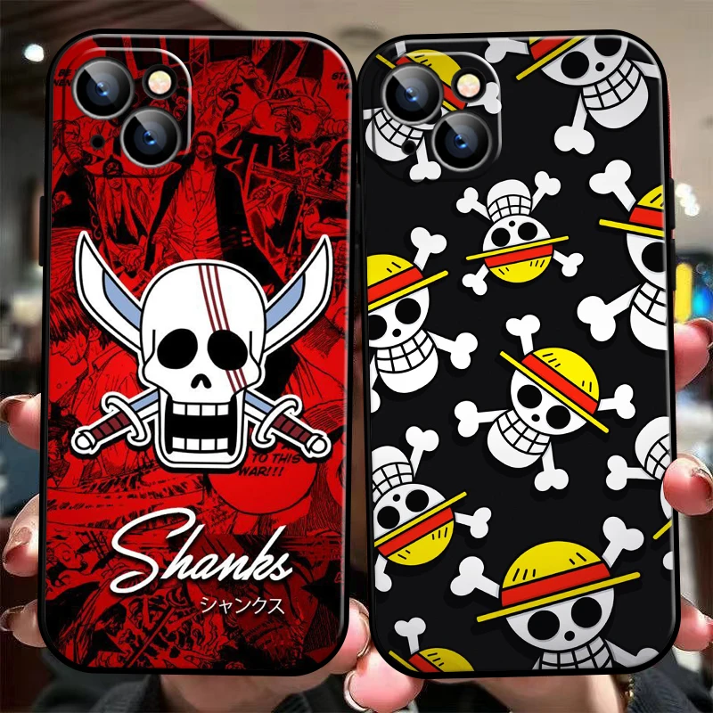 

Anime One Piece Skull Logo For Apple iPhone 13 12 11 Pro Max Mini X XR XS Max SE 6 6S 7 8 Plus Phone Case Silicone Cover Soft