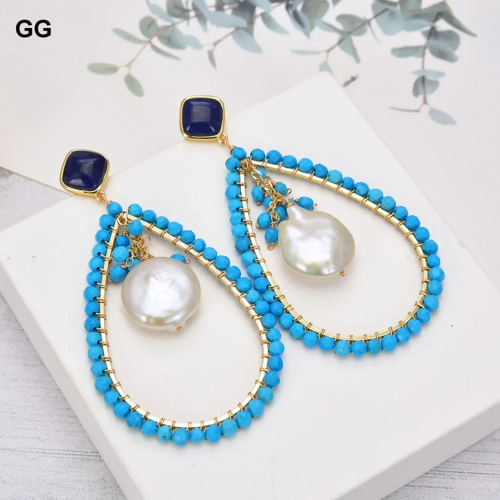 GG натуральный камень каплевидный синий бирюзовый белый монета жемчуг содалит
