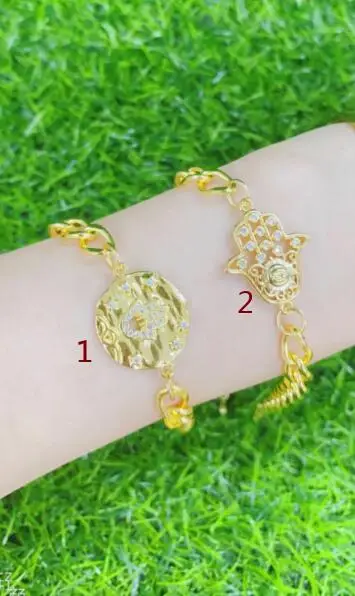 

1 шт. кубинский регулируемый браслет-цепочка из меди и золота с фианитами dfs4