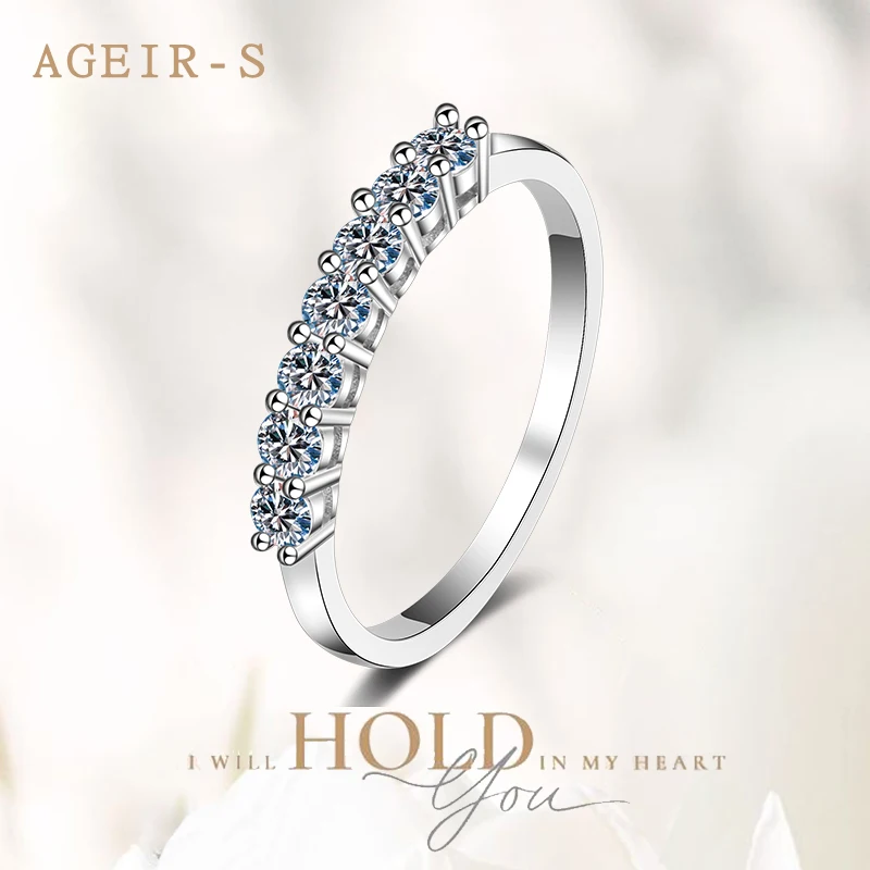 

AGEIR-S 28 Cent D Color Moissanite Diamond Engagement Rings For Women 70 Cent S925 Sterling Silver Wedding Bands Jewelry Z068
