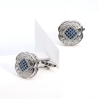 cufflinks for men tomye xk21s009 high quality luxurious blue zircon square silver color tuxedo dress shirt cuff links for groom