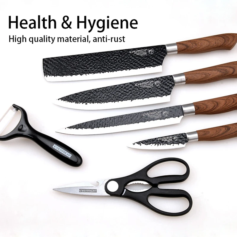 Stainless Steel Kitchen Knives Set Forged Knife Sets Scissors Ceramic Peeler Chef Slicer Nakiri Paring Gift Case | Дом и сад