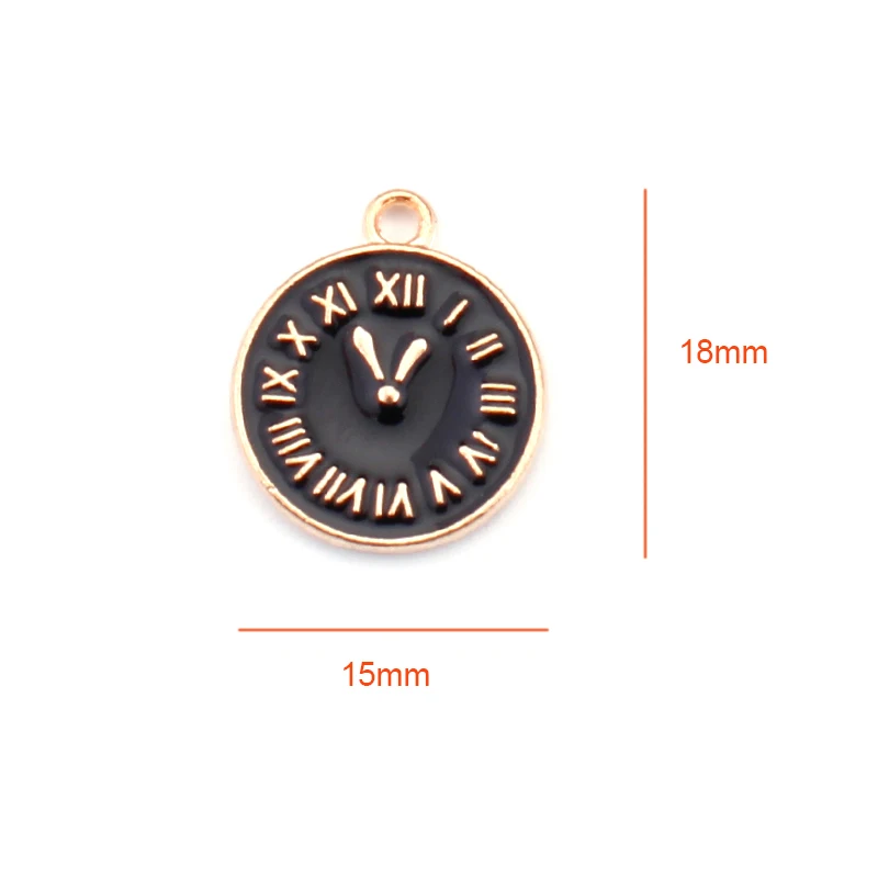 10pcs Roma Numerals Clock Enamel Charms Gold Plated Round Metal Pendant Charms for Bracelet Necklace Jewelry Making Diy Supplies images - 6