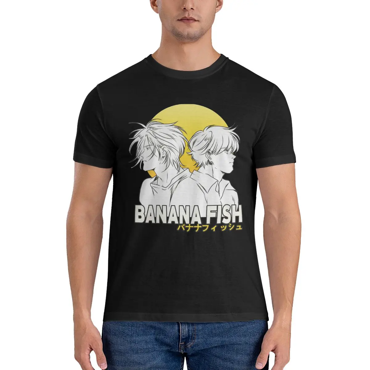 

BANANA FISH Anime Manga T Shirts ash lynx eiji okumura back boys Cool Graphic Couple T-Shirt 100% Cotton Tees Short Sleeve Tops