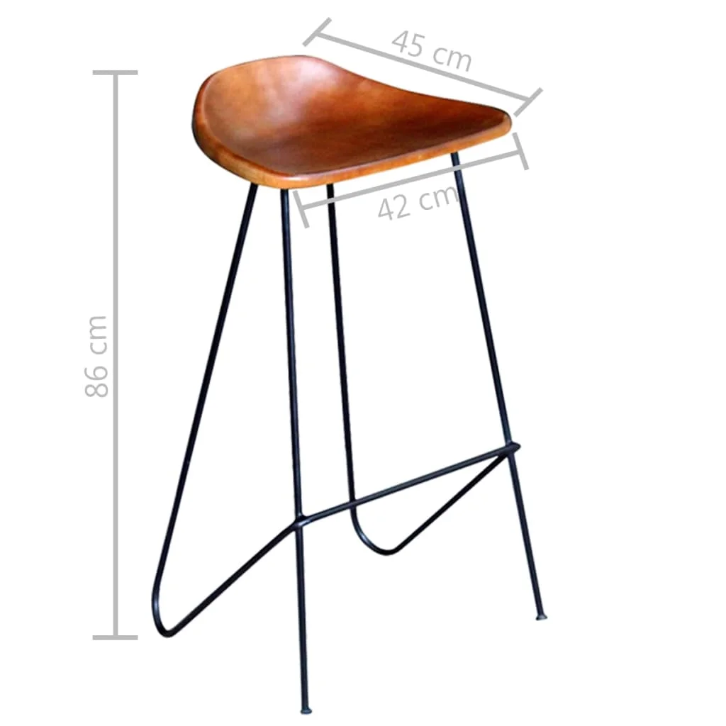 

Bar Stool Chair Counter Stools Set of 6 Kitchen Decor for Counter Brown Real Genuine Leather