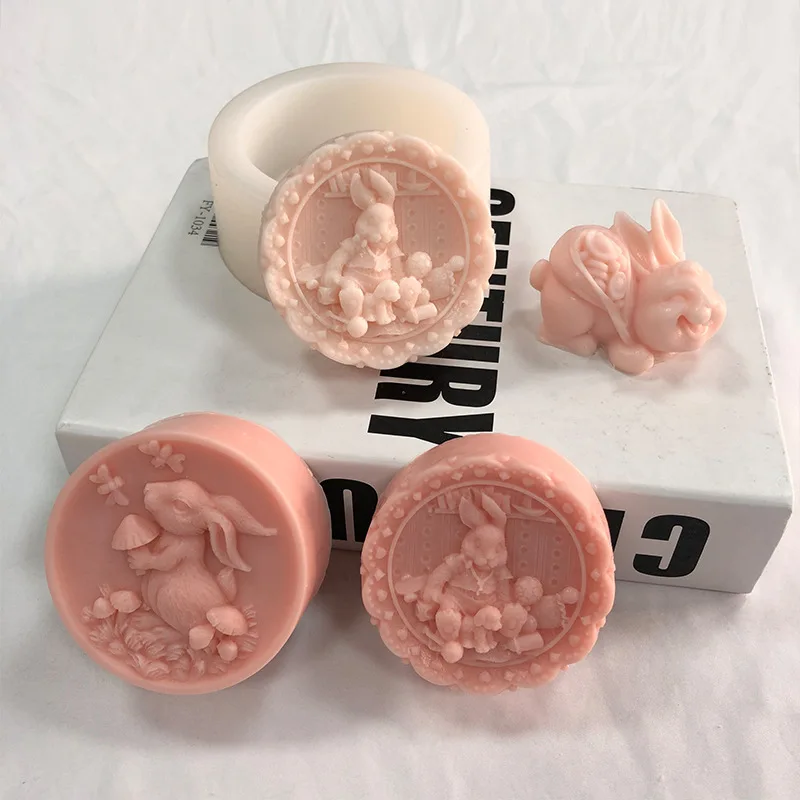 

Easter Mushroom Rabbit Silicone Soap Mold DIY Cute Animal Soap Resin Plaster Making Set Chocolate Cake Ice Mould Home Decor Gift