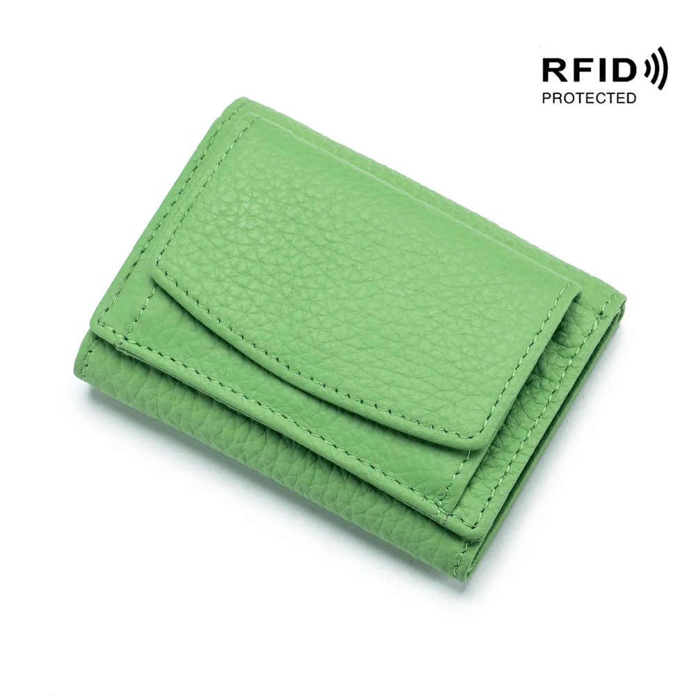 2023 New Women Wallet Lady Genuine Leather Rfid Protected Purse Girls Fashion Japanese Style Card Coin Pocket Mini Clutch Bag