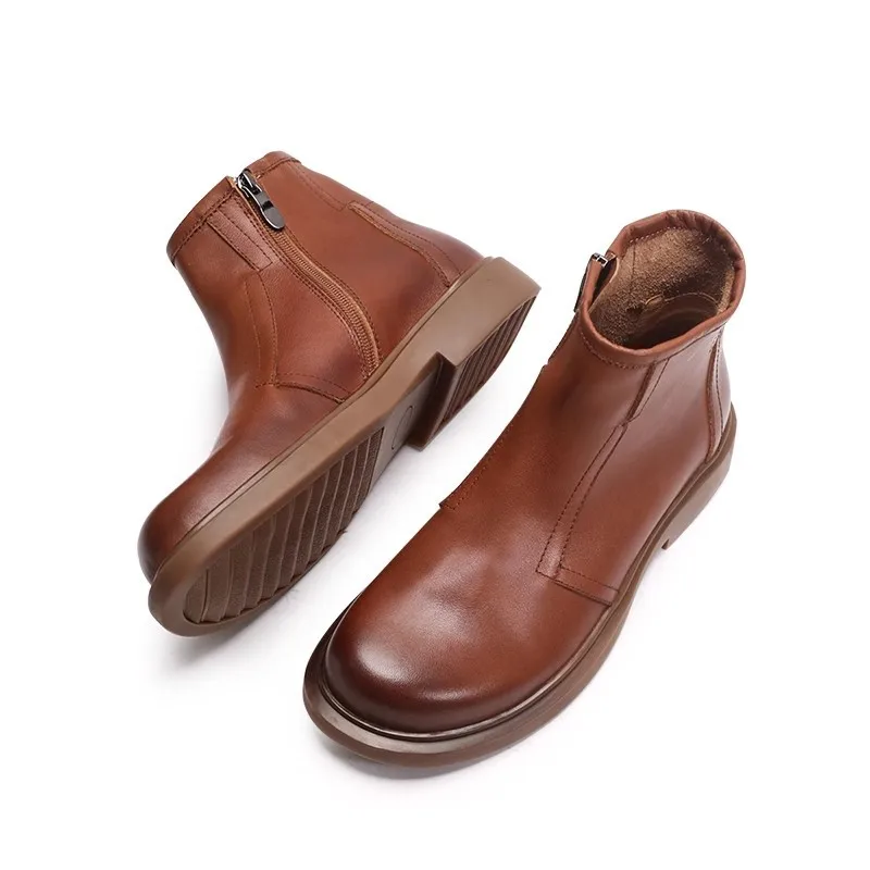 Ковбойские ботинки из воловьей кожи на толстой подошве мужские короткие