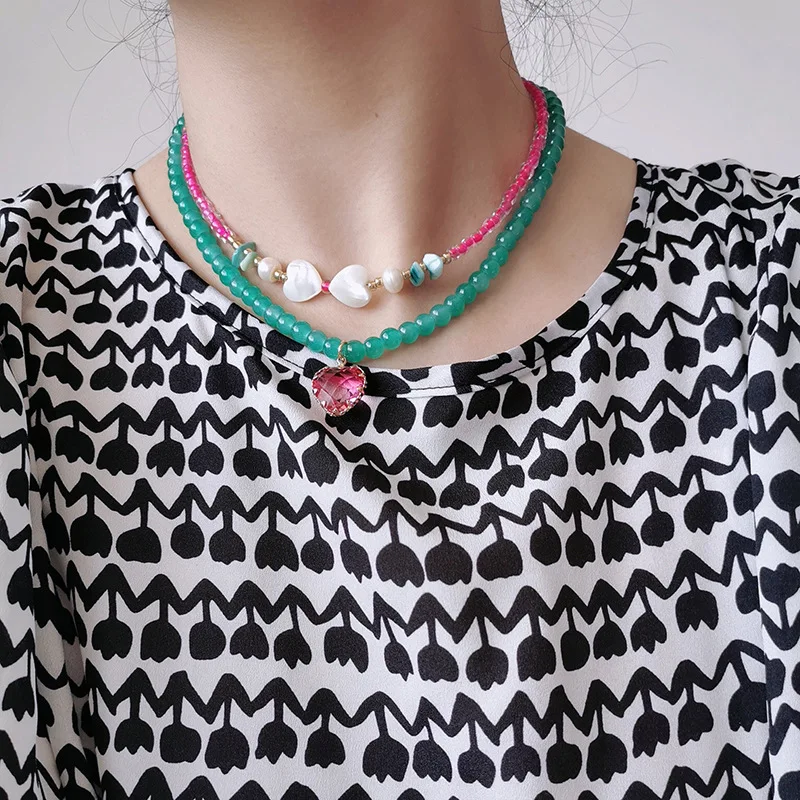 

Bohemian Summer Beach Handmade Shell Heart Beads Choker Necklace Party Jewelry