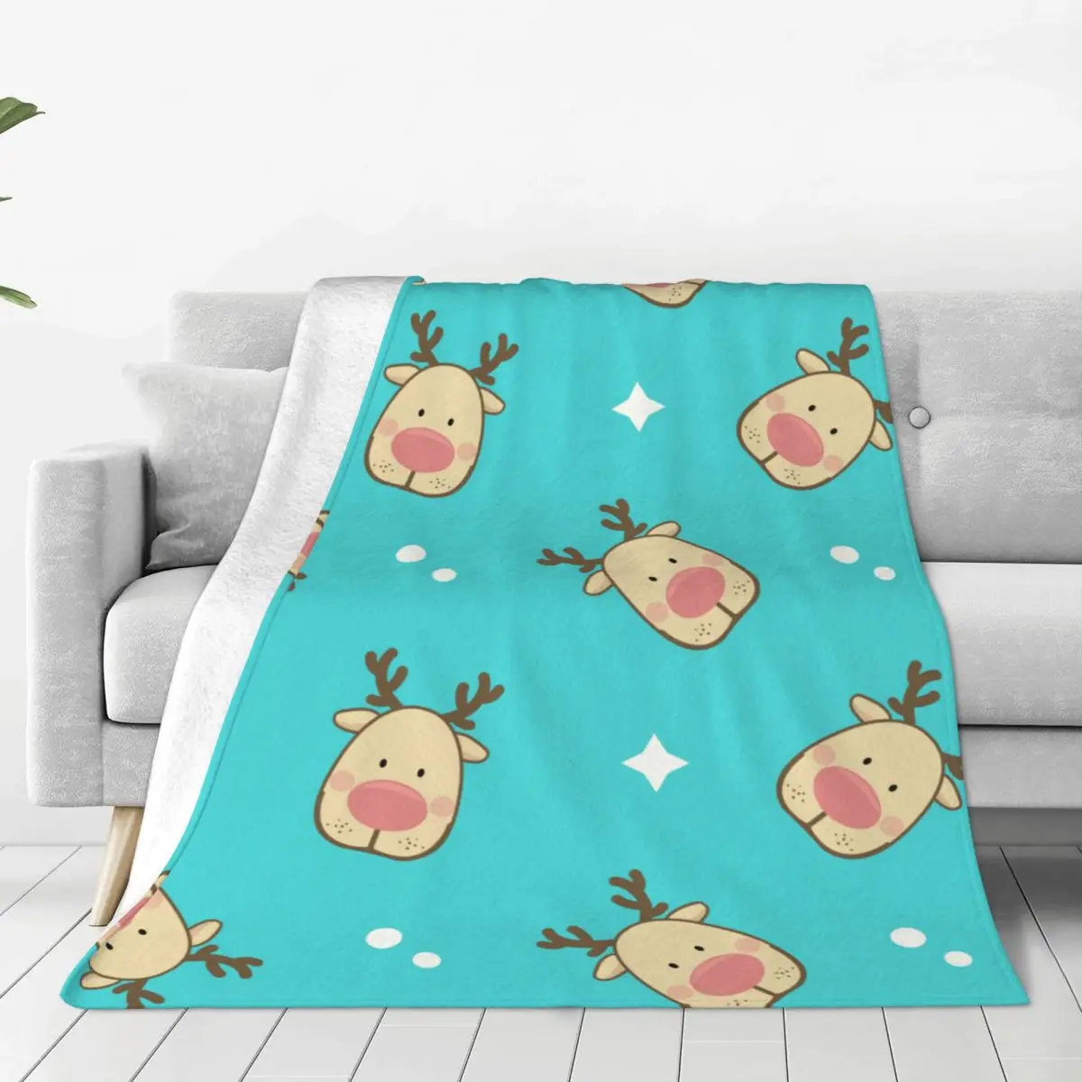 

Christmas, Elk Blanket Ultra Soft Cozy Blooming Flowers Decorative Flannel Blanket All Season For Home Couch Bed Chair Travel