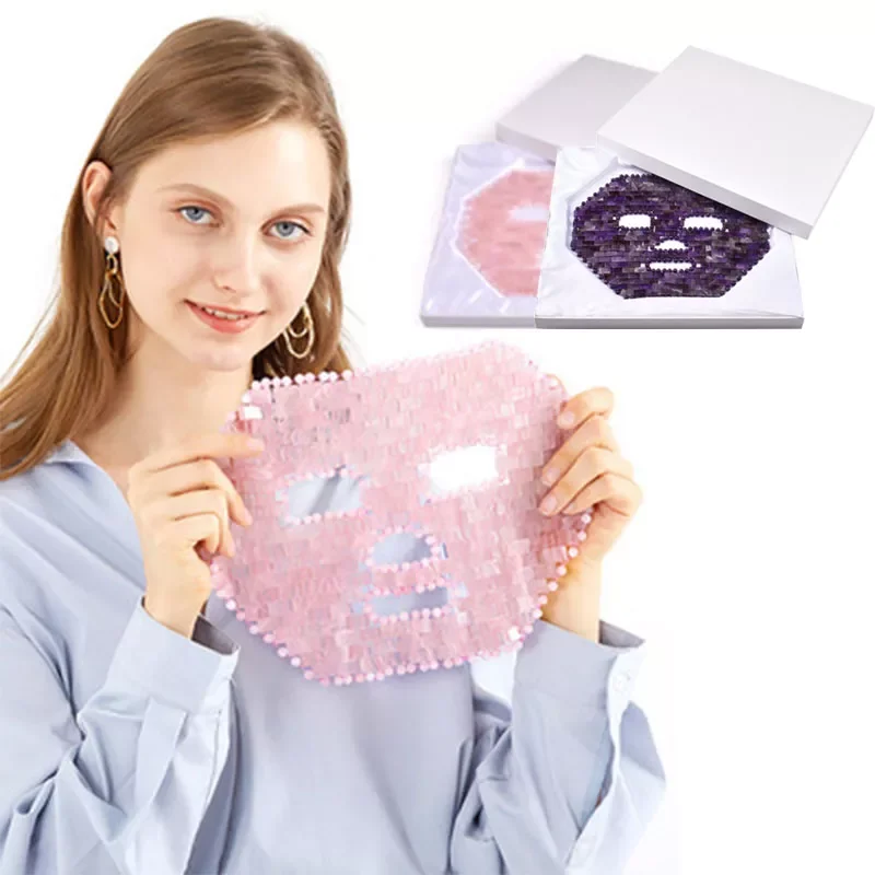 

NEW2022 Crystal Eye Mask Hand Made Eye Curtain Crystal Sleeping Mask Rose Quartz Cold Therapy Facial Massager Natural Jade Mask