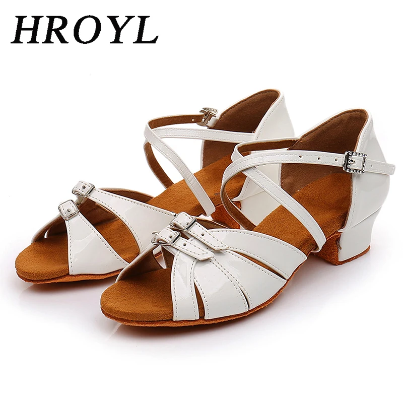 HROYL Children Dance Shoes for Girls Women Ballroom Latin shoes Modern Tango Dancing Shoes Salsa Sandals Russia Stock