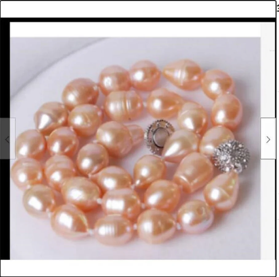 

Brand new 11-13mm genuine natural pink Akoya pearl necklace magnet buckle 18“