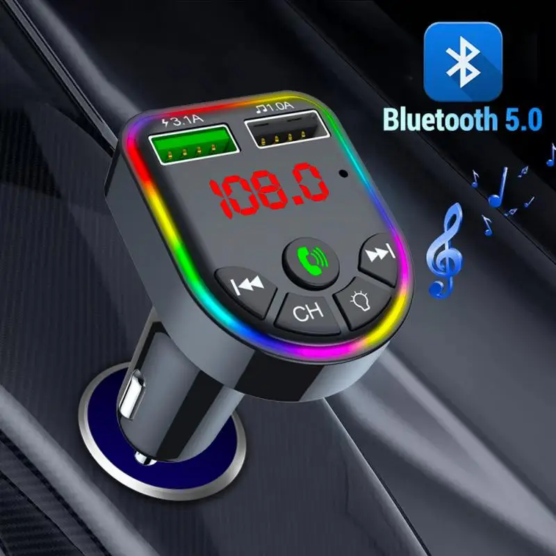 

Автомобильный MP3-плеер, автомобильное зарядное устройство F5 с функцией Hands-free, Обнаружение напряжения, Bluetooth-приемник, автомобильные аксессуары, разноцветное внешнее освещение
