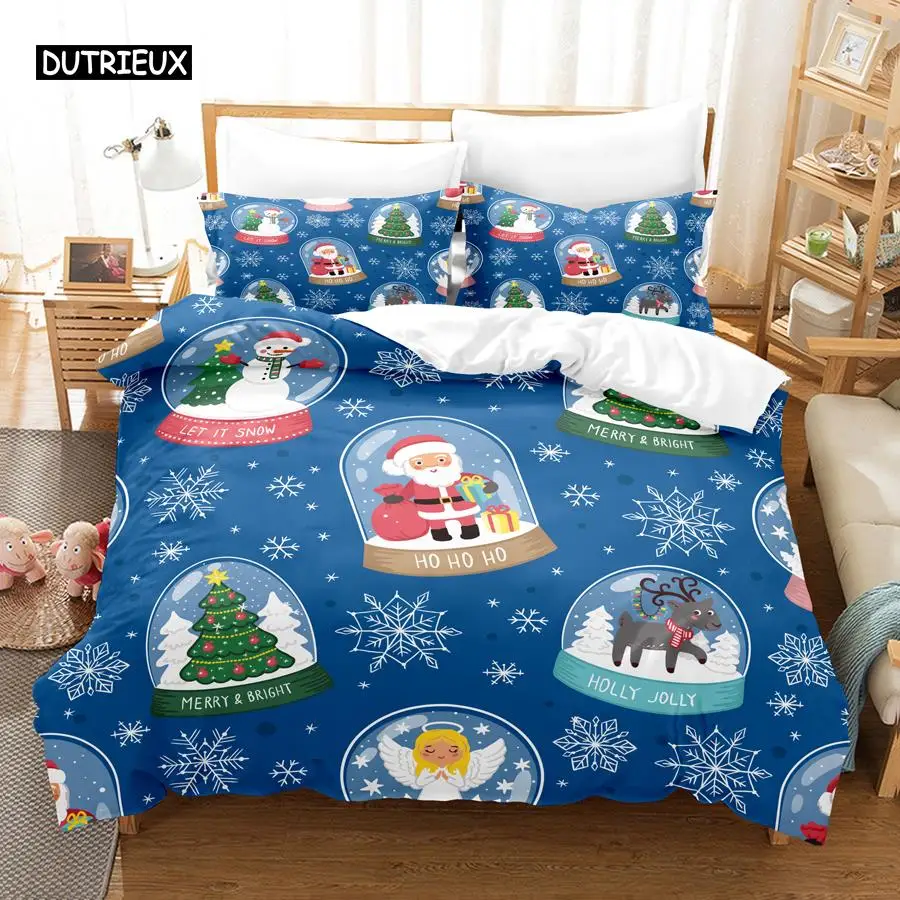 

Christmas Duvet Cover Set, Merry Christmas Happy, New Year Bedding Set, for Kids Teens Gifts Bedroom Decoration Cover Gift