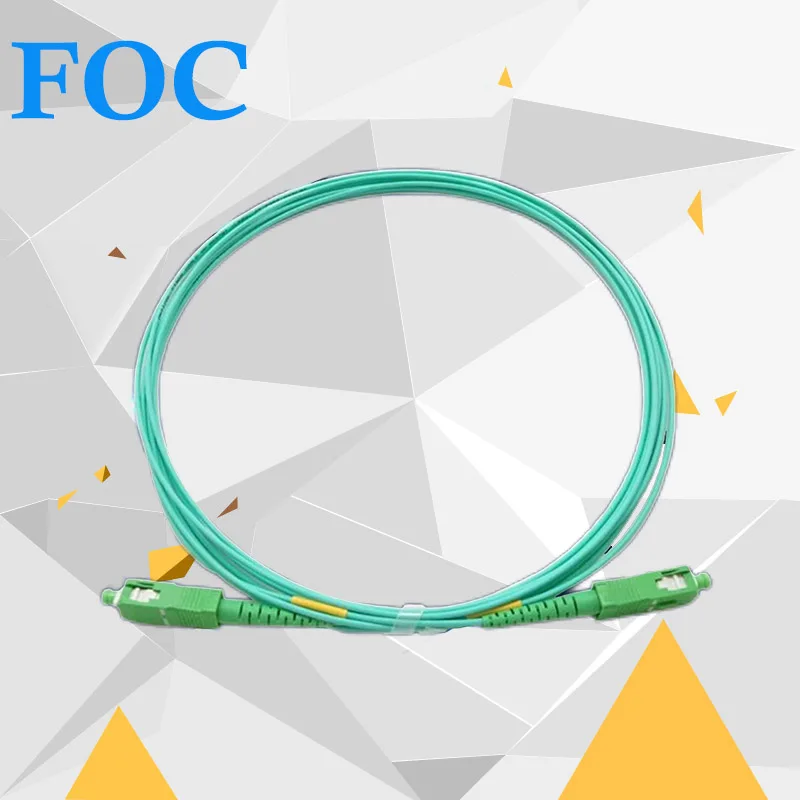 

50Pcs Fiber Optic Cable Jumper SC/APC Singlemode 1.6mm SM Simplex 9/125 OS1 Patch Cord Auqa, 1m/2m/3m/5m