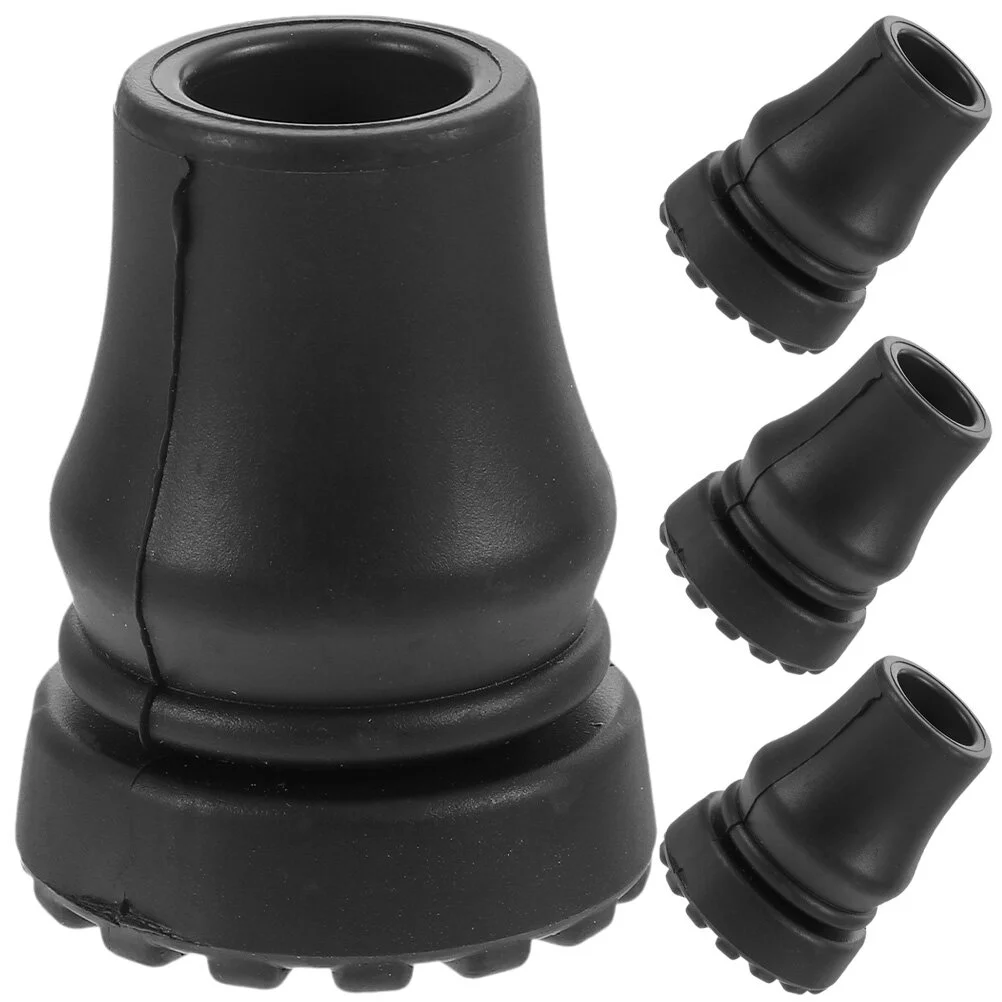 

4 Pcs Trekking Pole Cover Crutch Feet Sleeves Door Knobs Black Non-slip Pad Tips Canes Grip Hiking Replacement