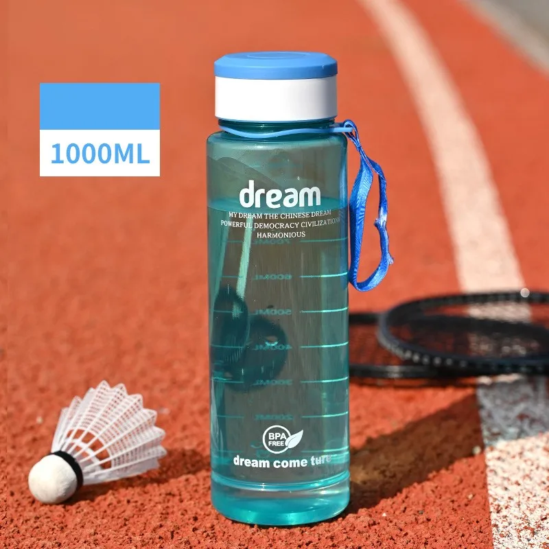 

1000ml Transparent Plastic Cup Student Fitness Water Bottle Portable Travel Space Cup Large-capacity Sports Water Cup