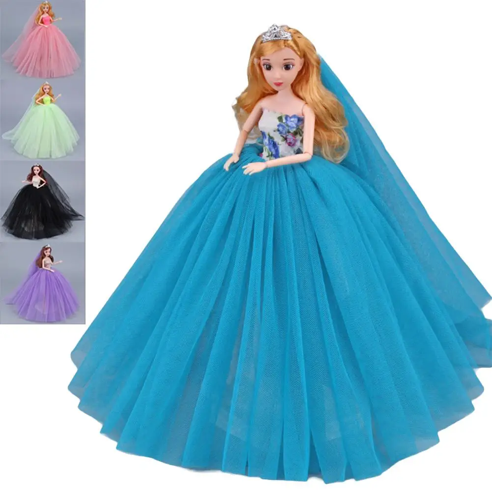 

Elegant Fluffy Wedding Dress Doll Princess Wedding Party Clothes With Veil For BJD Accessories DIY Children Girls Toy