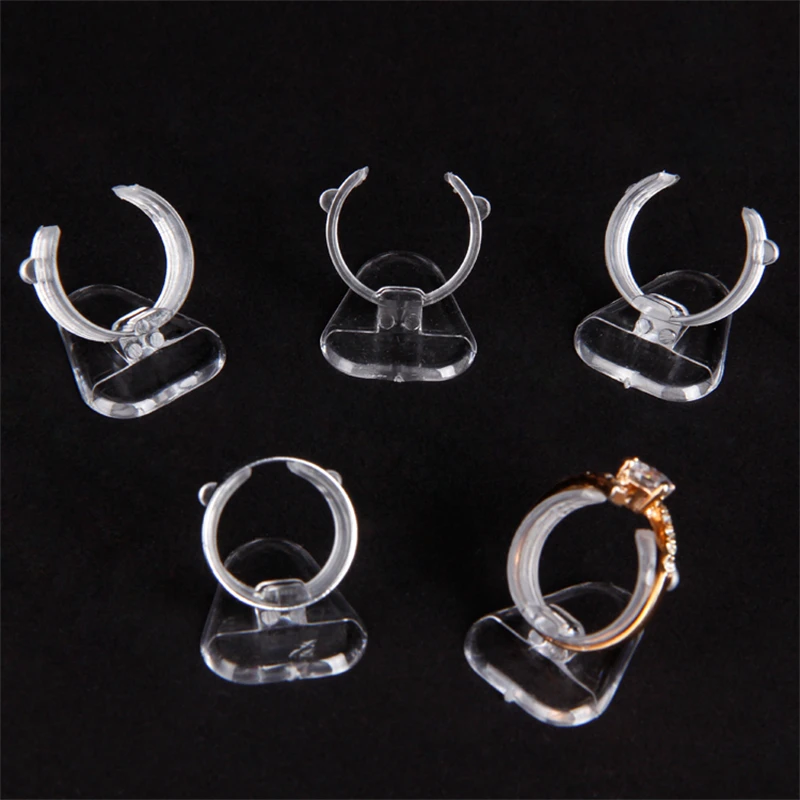 TONVIC Wholesale Plastic Clear View Ring Display Stand Holder Organizer Ring Case Jewellery