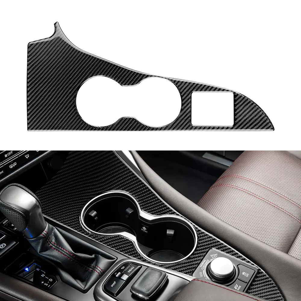 

z prawdziwego miękkiego włókna węglowego do Lexus RX 300 350h 450h 2016 2017 2018 2019 2020 2021 Akcesoria LHD RHD Samochodowy uchwyt na kubek na wodę Naklejka