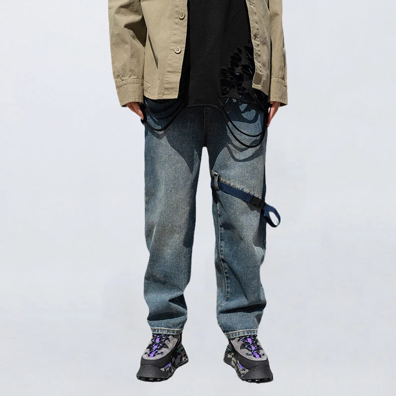 

Retro Style Tooling Ami Khaki Washed Solid Color Tide Brand Jeans Men's and Women's Street Korean Version of Hip-hop Trousers