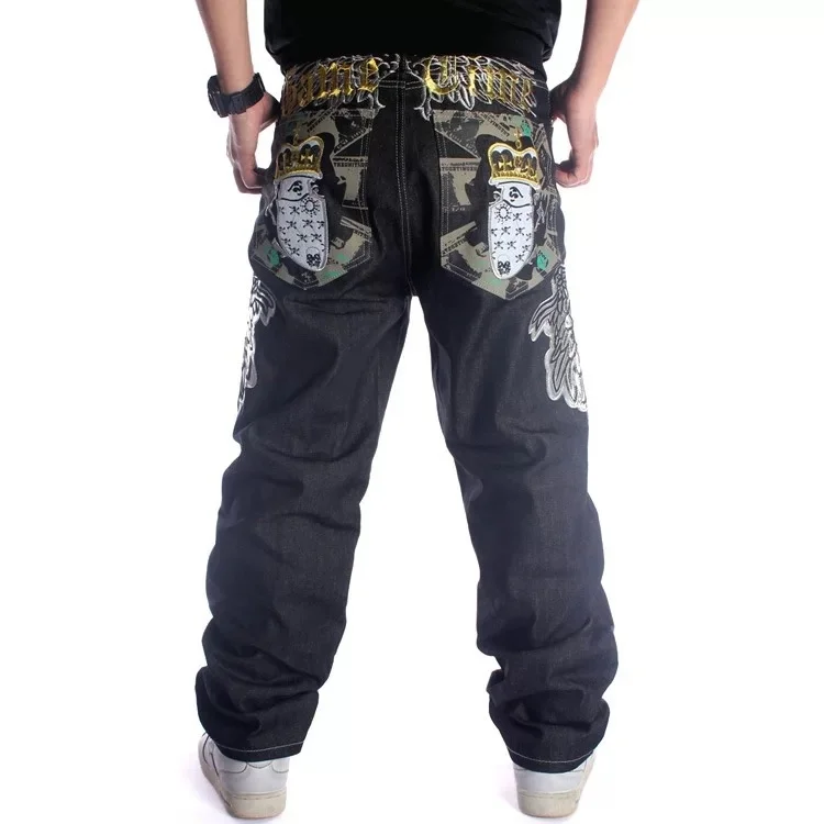 

Men's Trendy Clothing Hip Hop Jeans Street Hip Hop Washed Loose Skateboard Pants Plus Fertilizer Plus Size