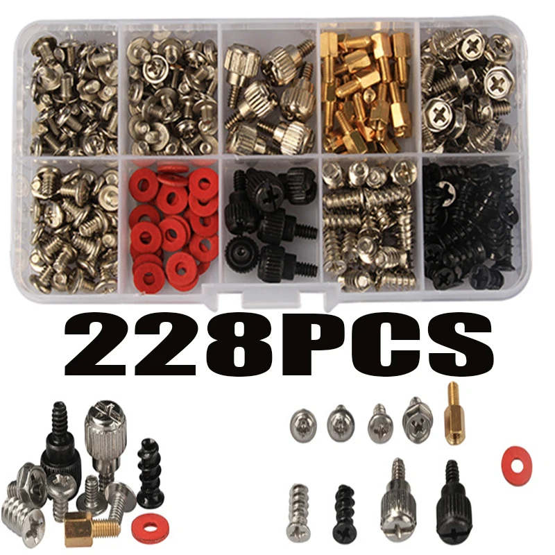 

228PCS Hard Disk DIY For Motherboard Screws Repair Tool Hard Disk DIY Chassis Fan Optical Drive Fixing Accessories