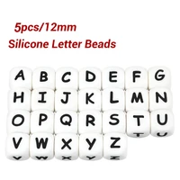 tyry hu 5pc 12mm silicone letters beads cube alphabet personalized any name diy pacifier chains chewing alphabet beads