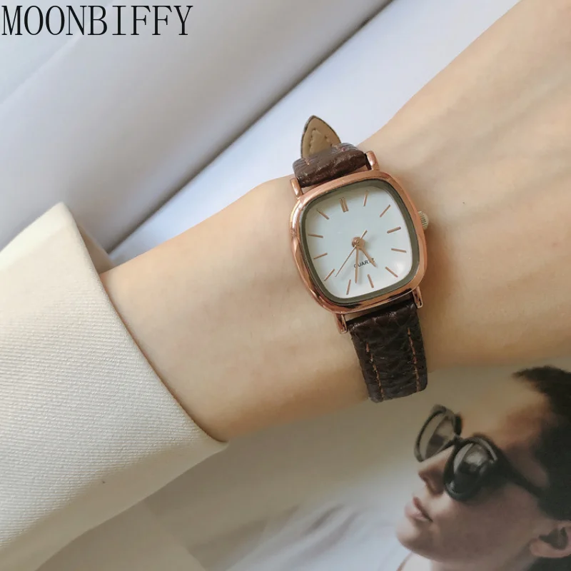 

Vintage Square Dial Women Watches Leather Strap Ladies Dress Luxury Wristwatch Elegant Ladies Outdoor Business Relogio Feminino