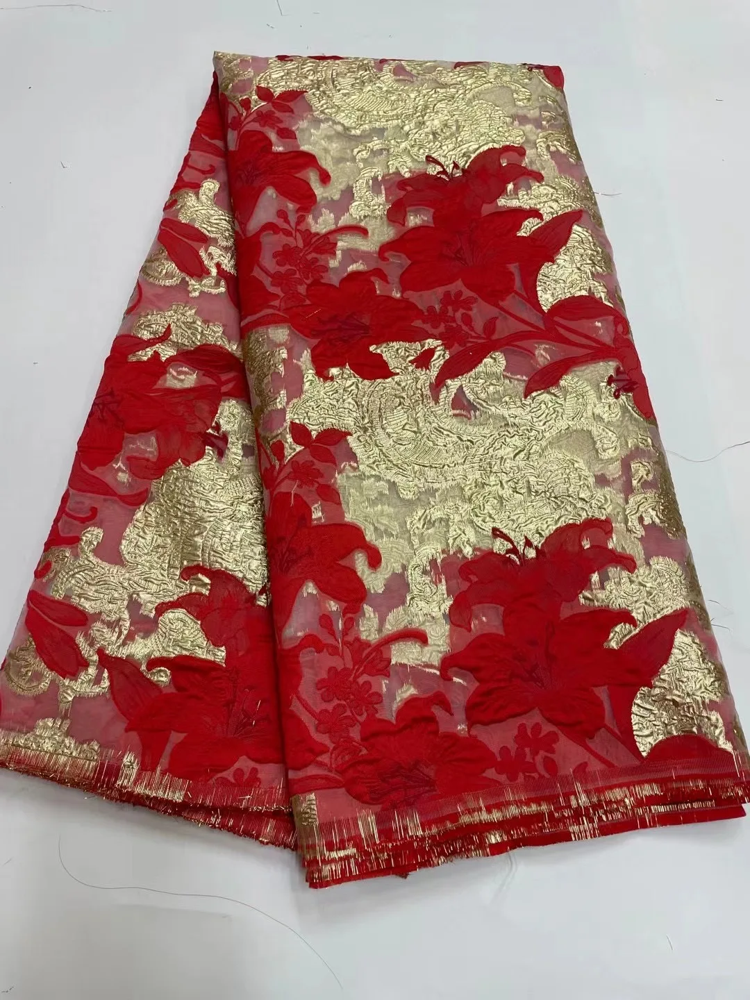 

Африканская жаккардовая кружевная ткань, 5 ярдов