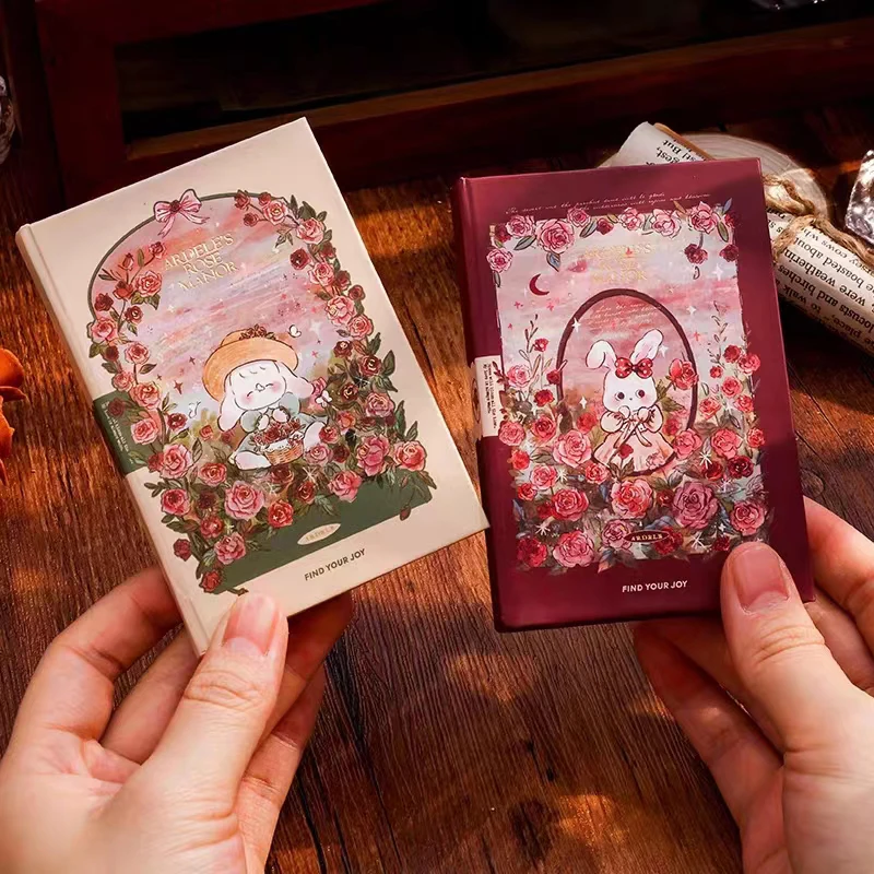 

A7 Rose Rabbit Notebook Portable Mini Pocket Notepad Daily Journal Planner Notepad Kawaii Stationery School Office Supplies