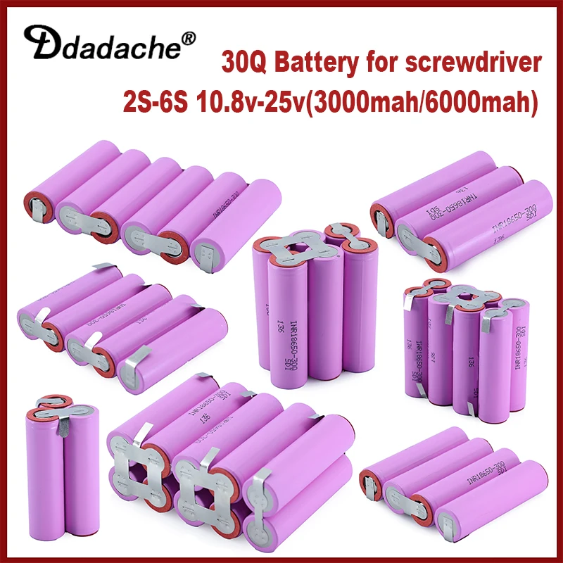 18650 30Q 3000mAh 6000mAh 20amps 3S 4S 6S 8S 7,4 V 12,6 V 14,8 V 18V 25,2 V 29,6 V