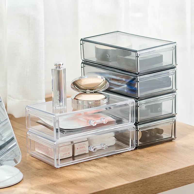 

Transparent Organizer 1PCS Stackable Cosmetics Storage Drawers Office Sundries Box Jewelry Container