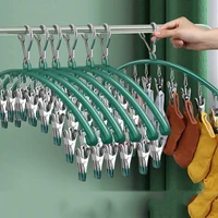 clothes hanger with 10 clips laundry drying rack clothes rack stainless steel sock hangers windproof clip and drip hanger