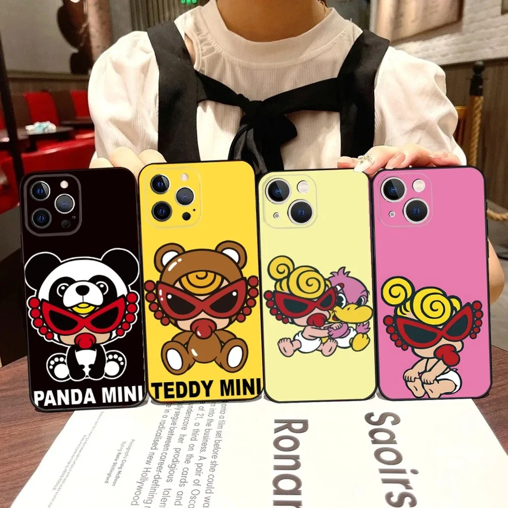 H-Hysteric Fashion M-Mini Phone Case For iPhone 16 15 14 13 12 11 Pro X XS Max XR Plus Mini Black Soft Silicone