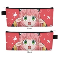 spy x family anime pencil case pu leather zipper pencil bag pencil box pouch holder school office stationery gift