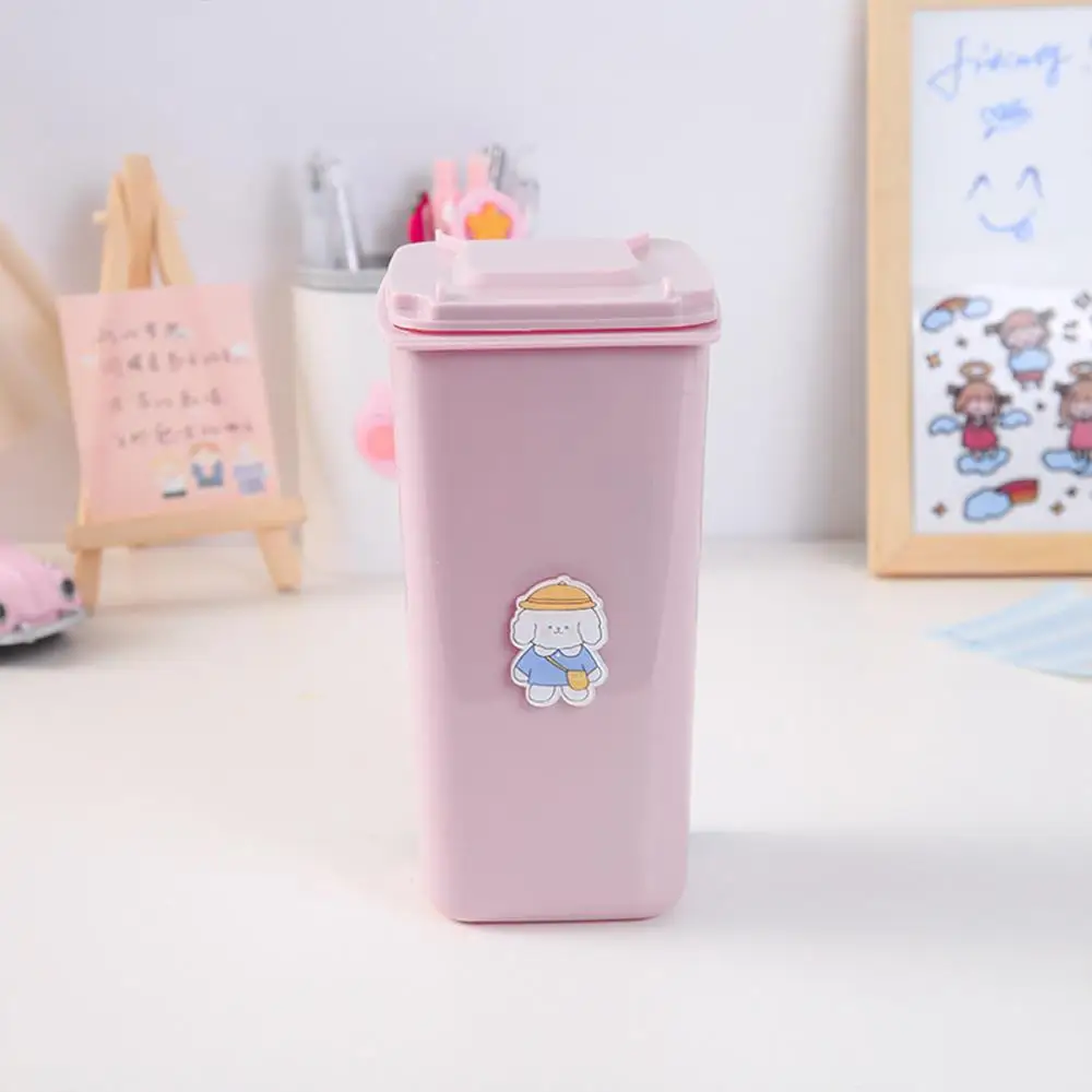 

New Ins Desktop Trash Can Flipping Waste Bin Portable Stationery Storage Box Pencil Holder Mini Kawaii Cute Desk Accessories